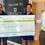 L-R: Dan Osborne, Charity Manager at Jay’s Aim with Nicki Reid and Dan Noakes from Barratt David Wilson Homes Exeter