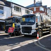 Workmen surveying the sink hole, junction of George Street and Albion Street, Friday June 21