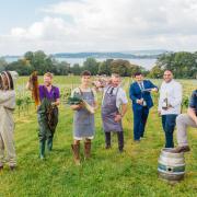 The farmers, growers, chefs & producers behind the Taste East Devon Food Festival L to R: Sophie The PIG-at Combe, John Hammond Ebb Tides, George Dart Darts Farm, Phil David the Butchers at Darts Farm, Salar  Brock Lympstone Manor, Michael Caines