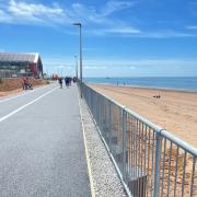 Newly resurfaced path above the new sea wall in Exmouth