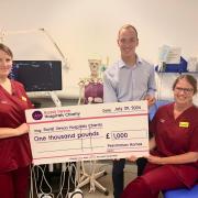 The hospital receives a cheque from Persimmon Homes South West