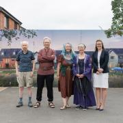 From left: Topsham Charter Day event organisers Robert Thurlow, Marcus Parry, Kathy Parsons, and Valerie Holland with Taylor Wimpey’s Sam Lillington