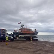 RNLI rescue yacht in the River Exe.