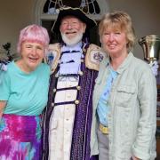 Roger Bourgein with artists Nan Nye and June  Murrell at Kennaway House.