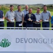 The winning Parker Trophy team with DevonGolf President Pam St Leger (right)