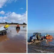 Exmouth RNLI launched after reports of missing swimmers.