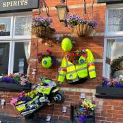 Bicton Inn's display dedicated to Devon Blood Bikes.