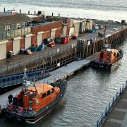 Exmouth RNLI R&J Welburn and the relief boat.