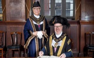 The Lord Mayor of Exeter, Cllr Kevin Mitchell (seated), with the Deputy Lord Mayor, Paul Knott.