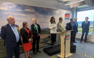 Labour candidate Helen Dallimore (second from left) was only narrowly beaten by Conservative David Reed with 121 votes splitting the pair.