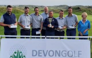 The winning Parker Trophy team with DevonGolf President Pam St Leger (right)