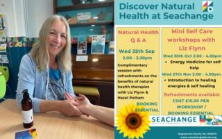 From left: Liz Flynn, Budleigh holistic therapist and the event's programme