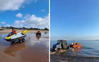 Exmouth RNLI launched after reports of missing swimmers.